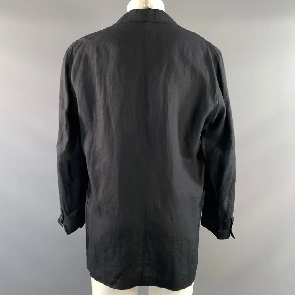 FENDI SS1994 Size S Black Charcoal Solid Linen Chore Jacket